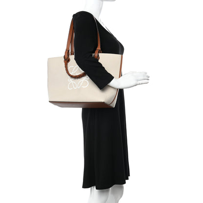 Loewe Canvas Calfskin Small Anagram Tote Ecru Tan 2 of 9
