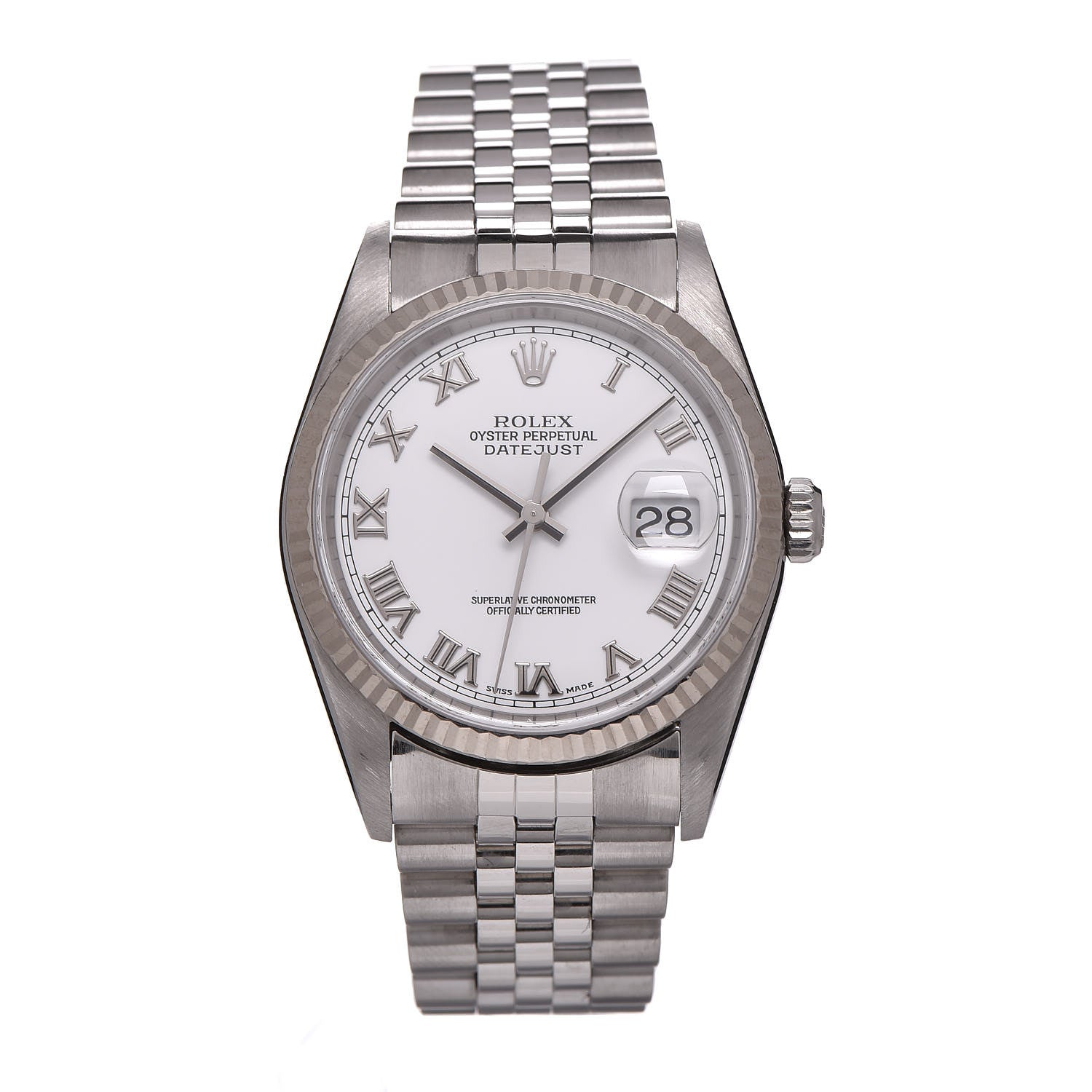 Rolex Stainless Steel 18K White Gold 36mm Oyster Perpetual Datejust Watch White Roman 16234 1 of 7