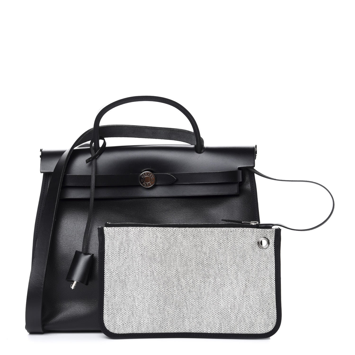Hermes Toile H Berline Vache Hunter Herbag Zip PM 31 Black Ecru 1 of 9