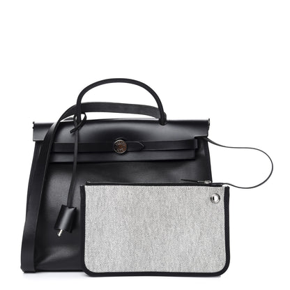 Hermes Toile H Berline Vache Hunter Herbag Zip PM 31 Black Ecru 1 of 9