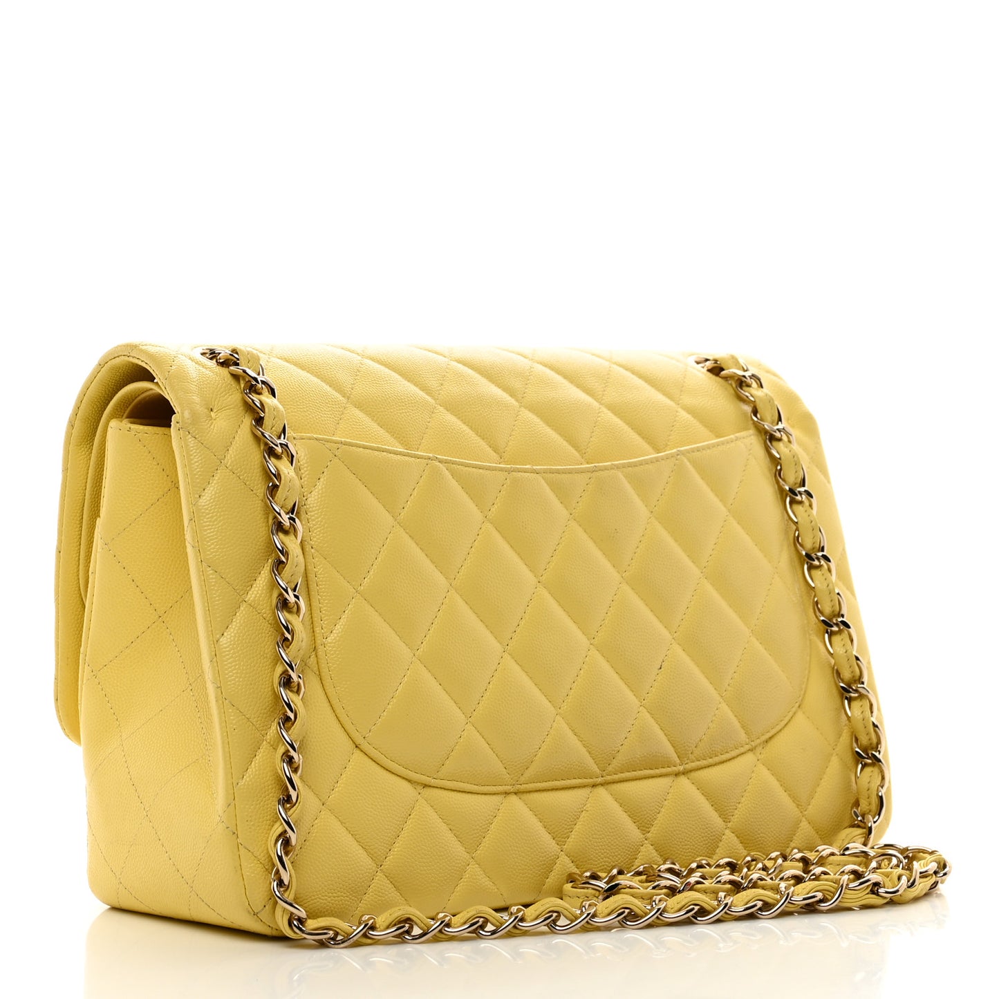 Caviar Quilted Jumbo Double Flap Yellow