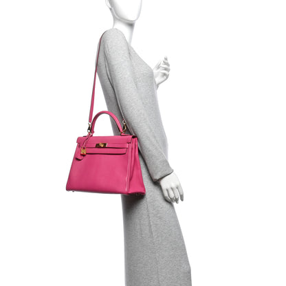 Hermes Chevre Mysore Kelly Retourne 32 Rose Shocking 2 of 11