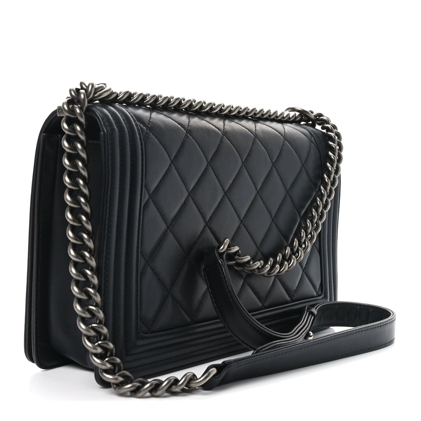 Lambskin Quilted New Medium Boy Flap Black