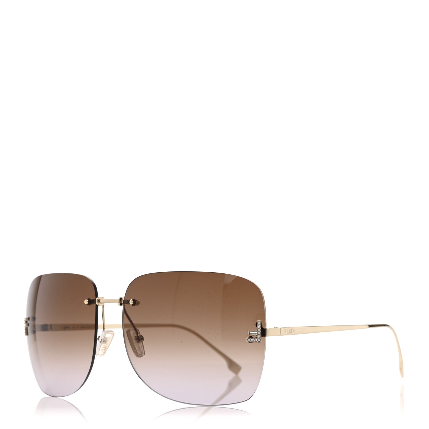 Fendi Metal Crystal Sunglasses FE4134US Gold 1 of 8