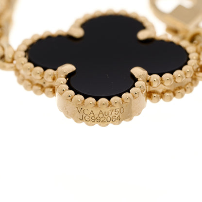 Van Cleef & Arpels 18K Yellow Gold Black Onyx 5 Motifs Vintage Alhambra Bracelet 6 of 7