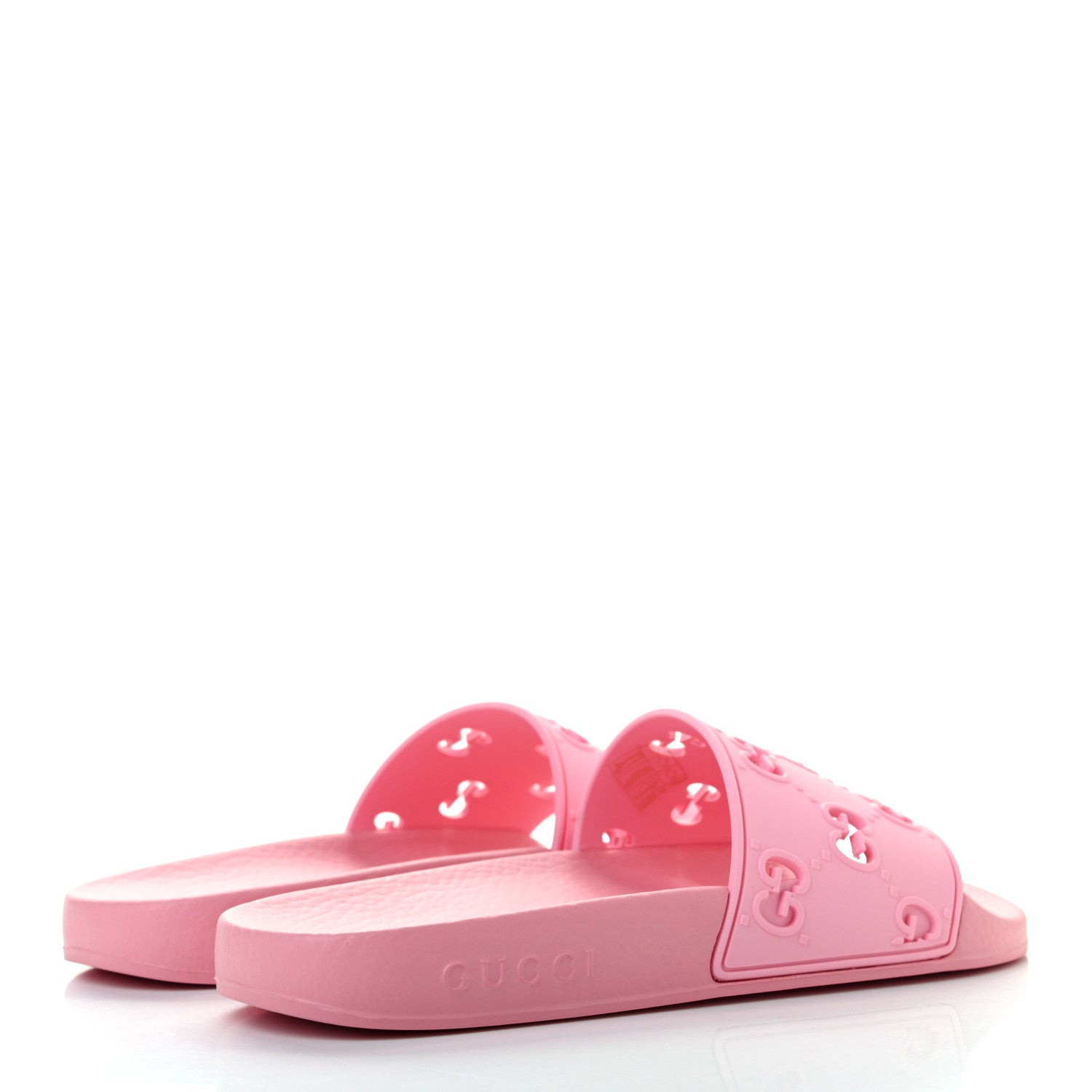 Gucci Rubber GG Monogram Perforated Womens Slide Sandals 37 Rose Box 4 of 5