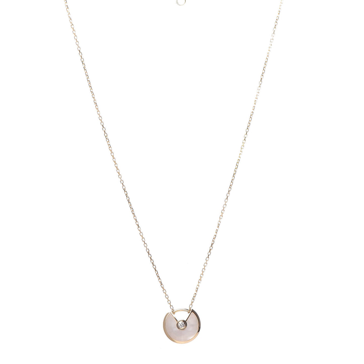 18K Yellow Gold Diamond Mother of Pearl XS Amulette de Cartier Pendant Necklace