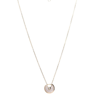Cartier 18K Yellow Gold Diamond Mother of Pearl XS Amulette de Cartier Pendant Necklace 1 of 6