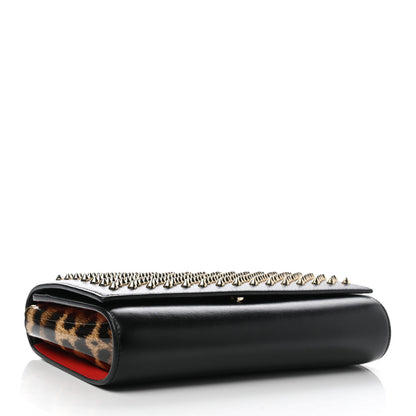 Christian Louboutin Calfskin Patent Leopard Spikes Paloma Clutch Black 5 of 11