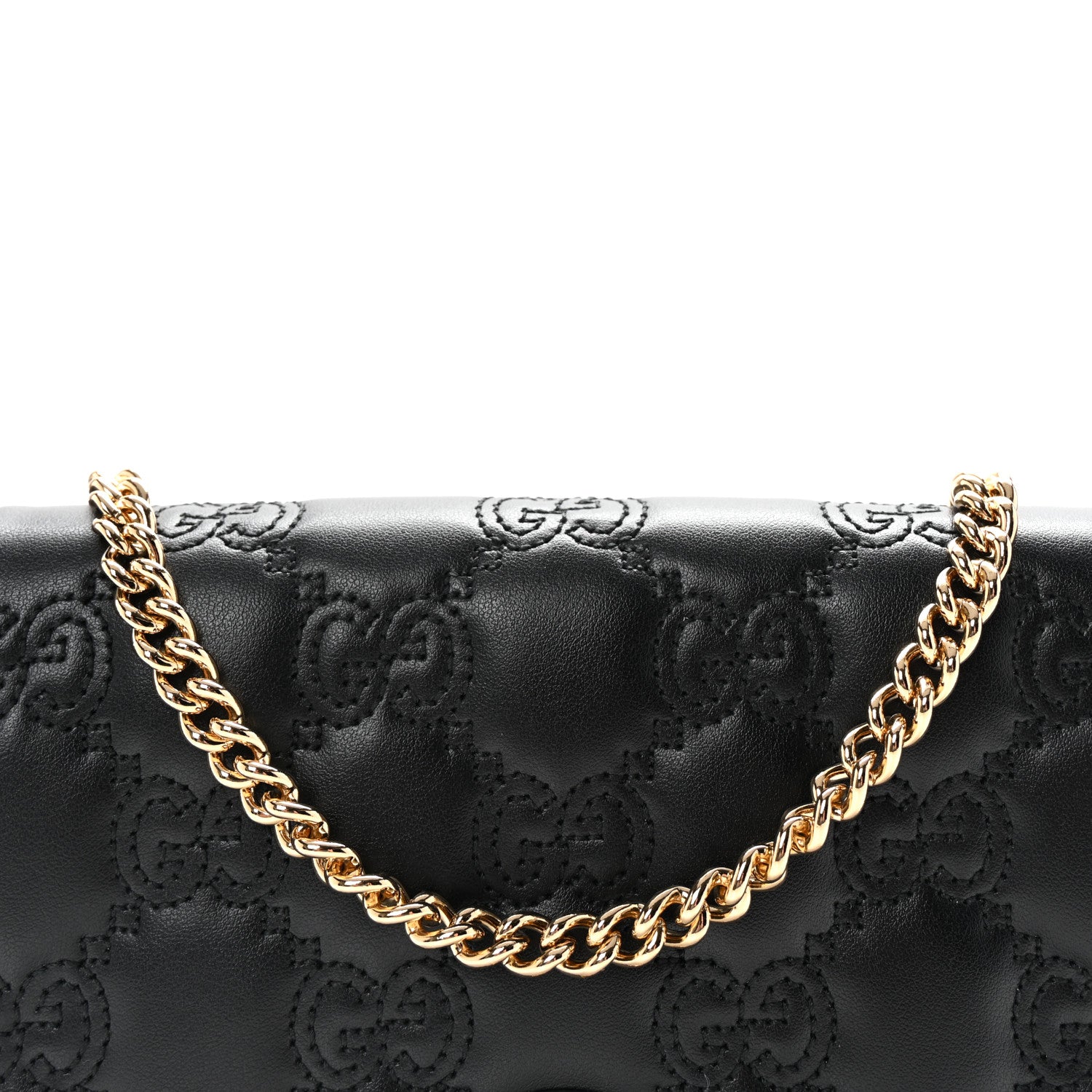 Gucci Calfskin GG Matelasse Chain Wallet Black 7 of 10