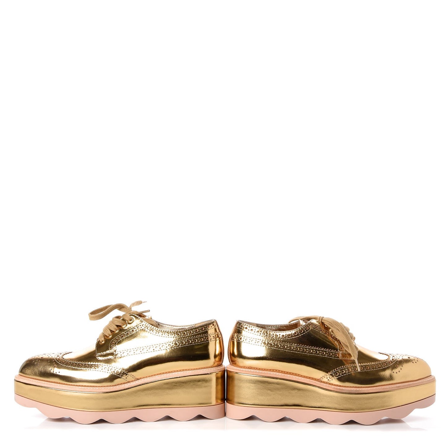 Metallic Calfskin Platform Oxfords Gold