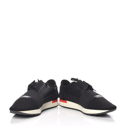 Balenciaga Mesh Calfskin Neoprene Mens Race Runner Sneakers 44 Black Red 6 of 10