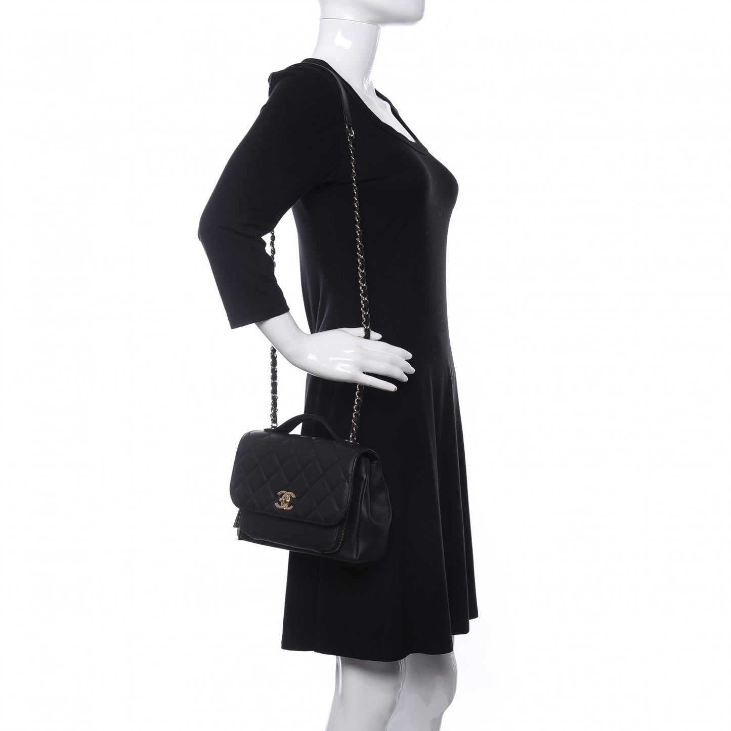 Caviar Quilted Medium Business Affinity Flap Black