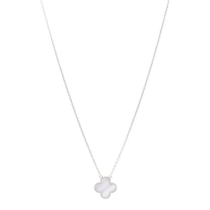 Van Cleef & Arpels 18K White Gold Chalcedony Vintage Alhambra Pendant Necklace 1 of 6
