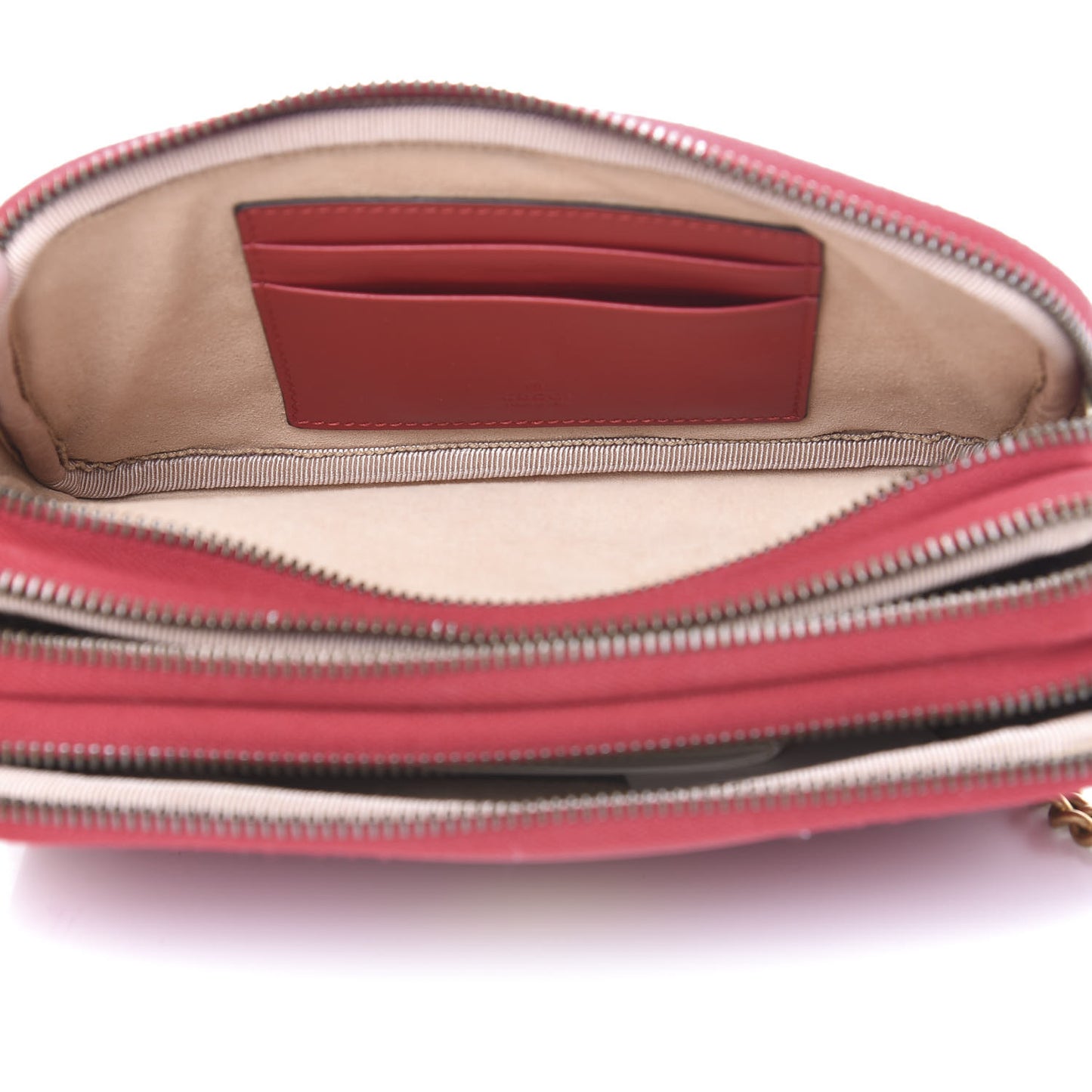Calfskin Matelasse Mini GG Marmont Chain Crossbody Bag Hibiscus Red