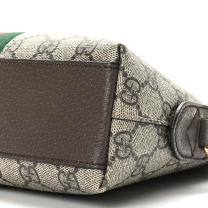 Gucci GG Supreme Monogram Textured Dollar Calfskin Web Small Ophidia Dome Shoulder Bag Beige Ebony New Acero 9 of 10