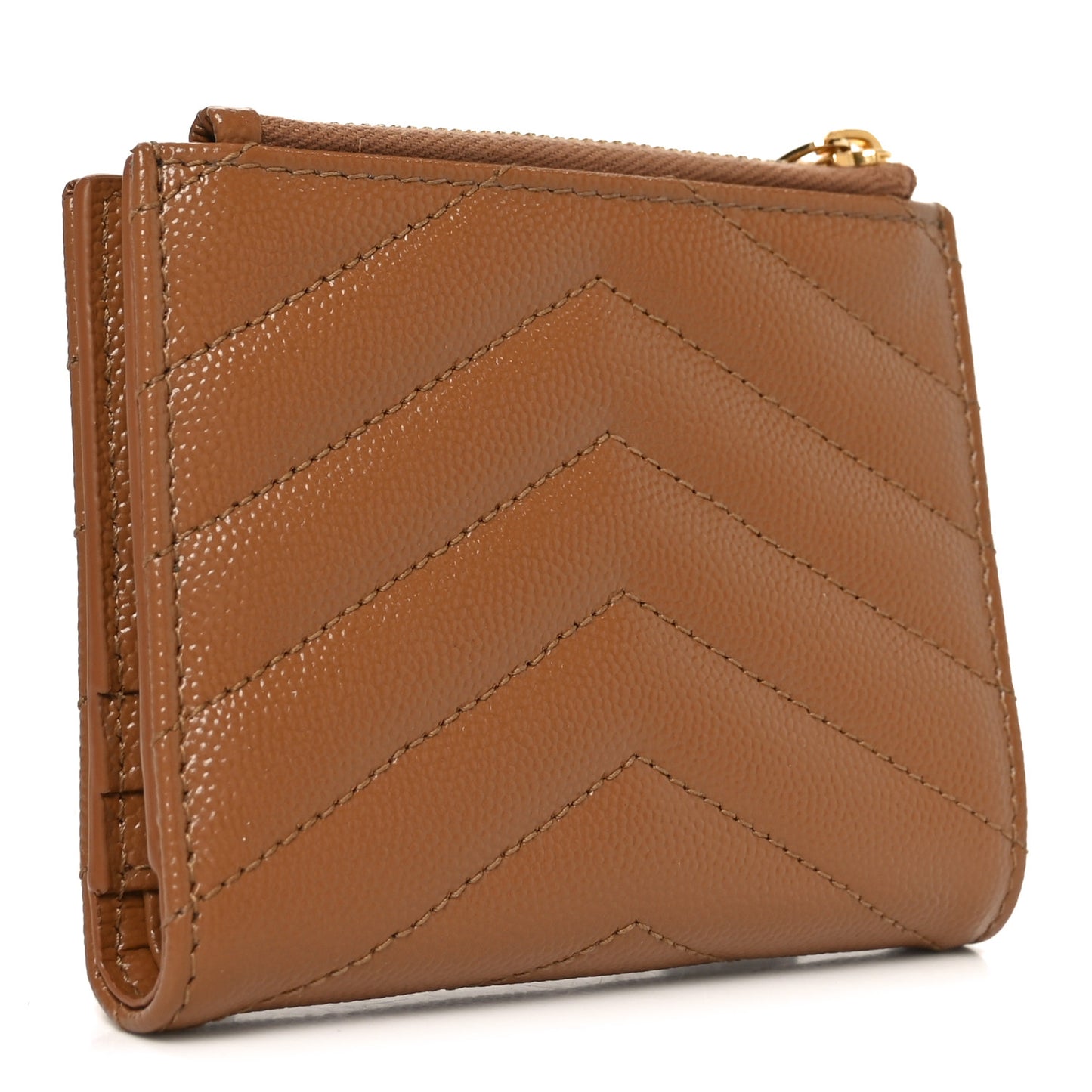 Grain De Poudre Matelasse Chevron Monogram Zipped Card Case Natural Dark