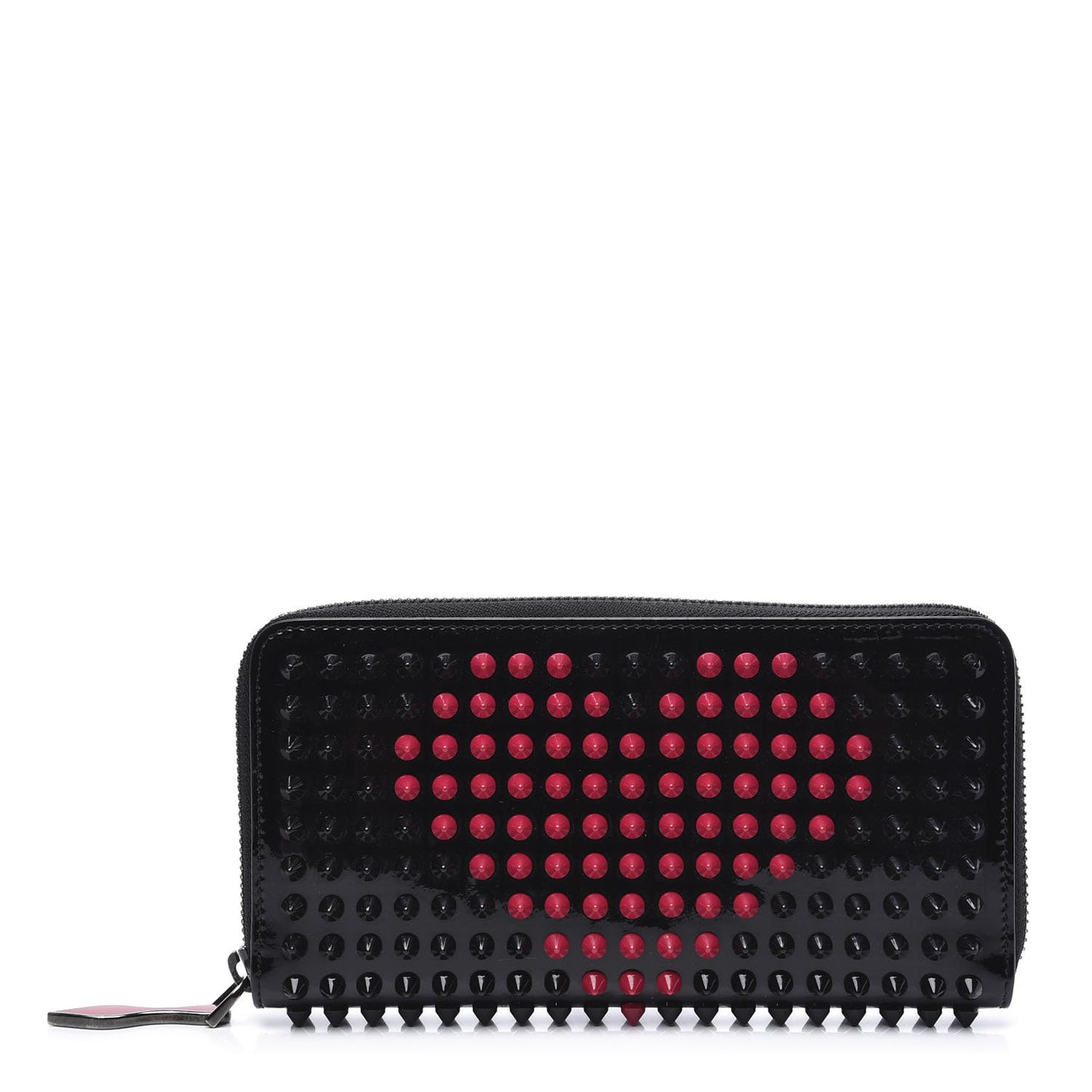 Patent Panettone Spiked Valentines Zip Around Wallet Black Fuchsia
