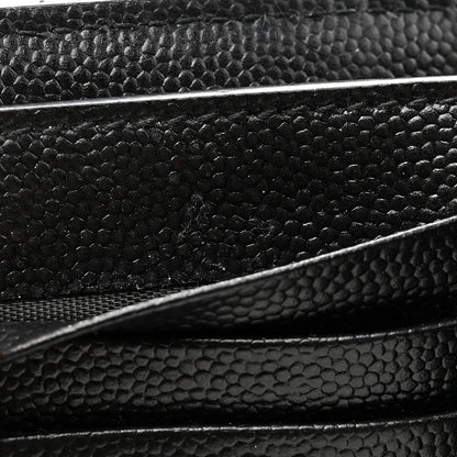 Saint Laurent Grain De Poudre Matelasse Chevron Monogram Zipped Two-Part Wallet Black 9 of 10