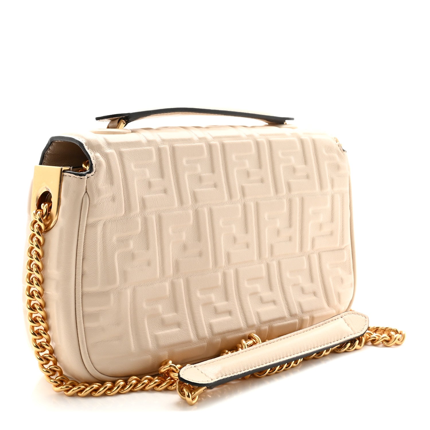 Fendi Nappa Small FF Embossed Midi Chain Baguette Camelia 3 of 10