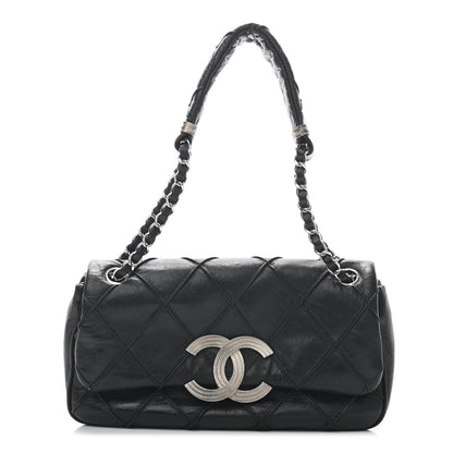 Chanel Lambskin Diamond Stitched CC Flap Shoulder Bag Black 1 of 26