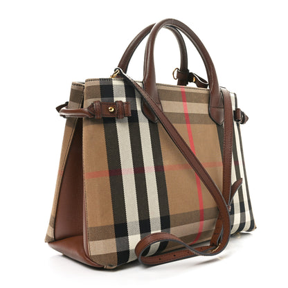Burberry Derby Calfskin House Check Medium Banner Tote Brown 3 of 9