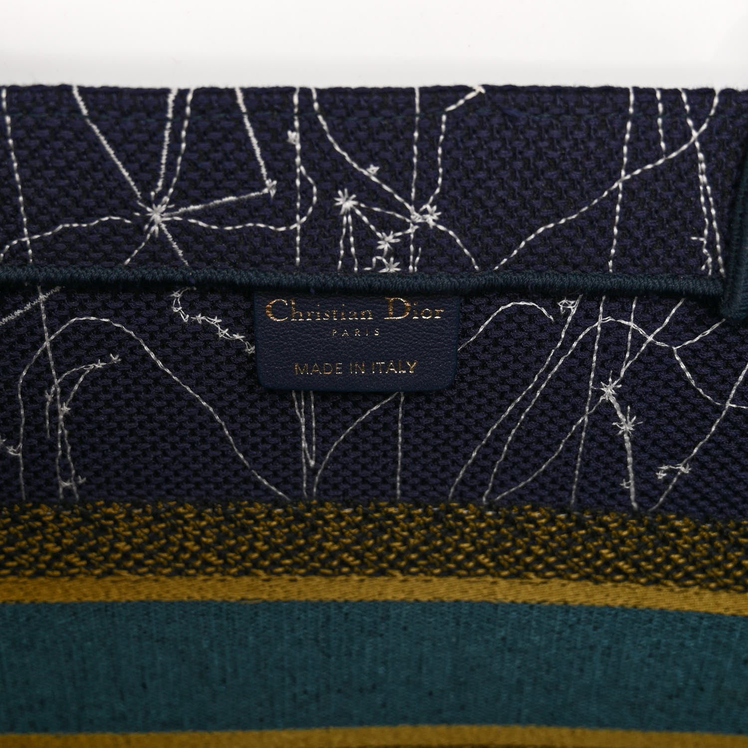 Christian Dior Canvas Embroidered Medium Zodiac Book Tote Blue Multicolor 6 of 9