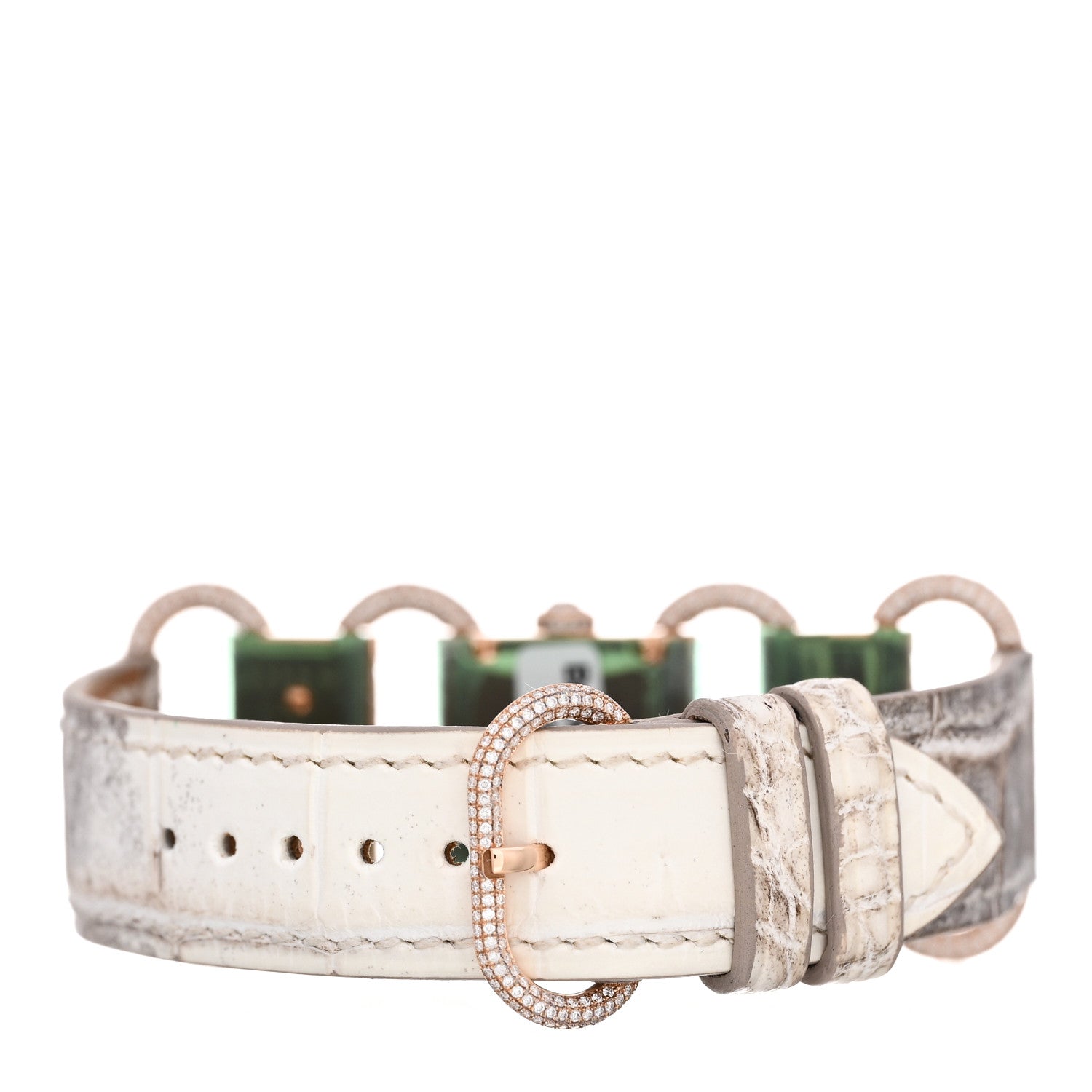 Hermes 18K Rose Gold Crocodile Diamond 17mm Klikti Quartz Watch Himalayan 3 of 5