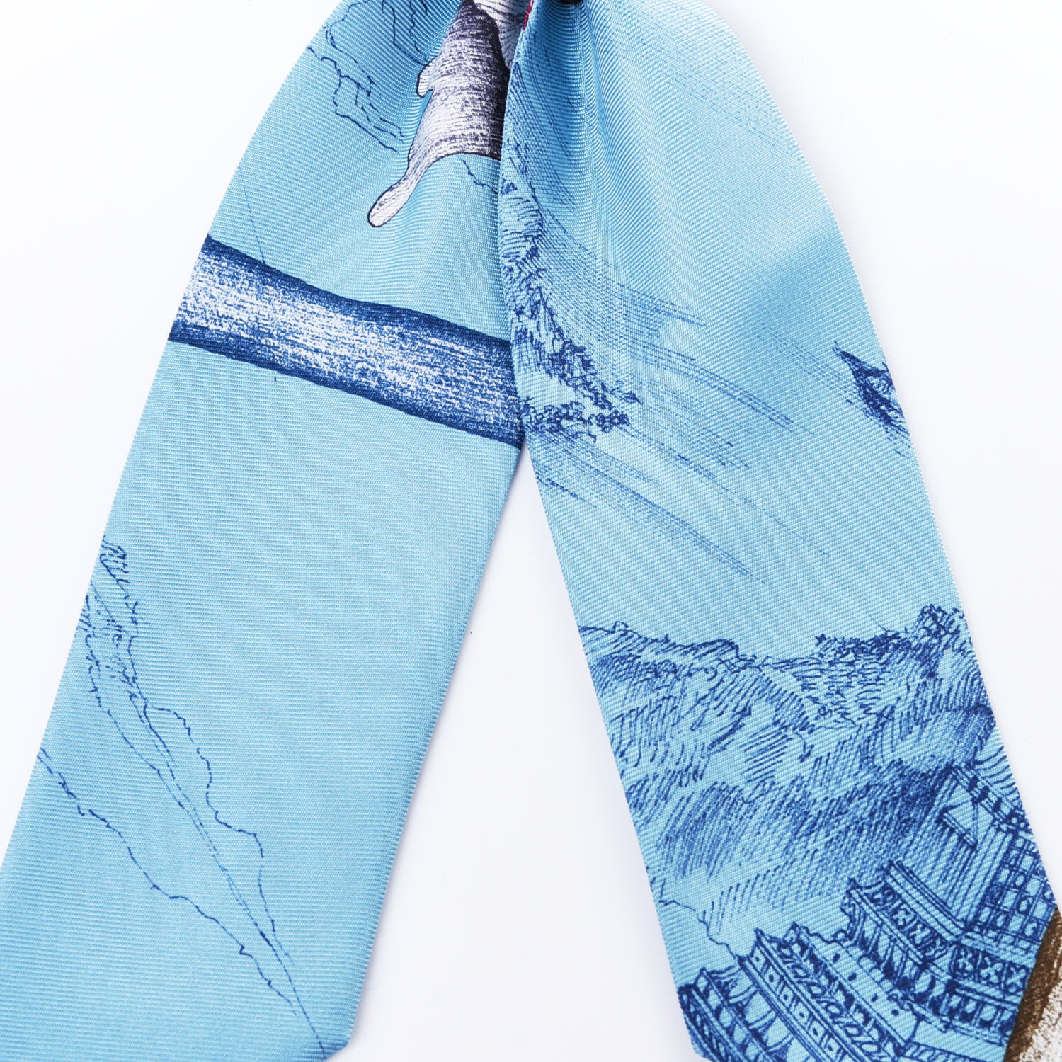 Hermes Silk Twilly Scrunchie Blue 2 of 6