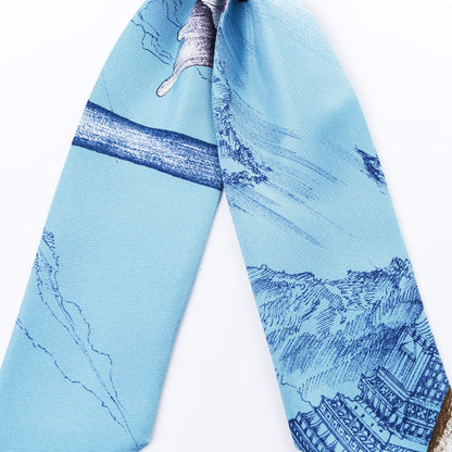 Hermes Silk Twilly Scrunchie Blue 2 of 6