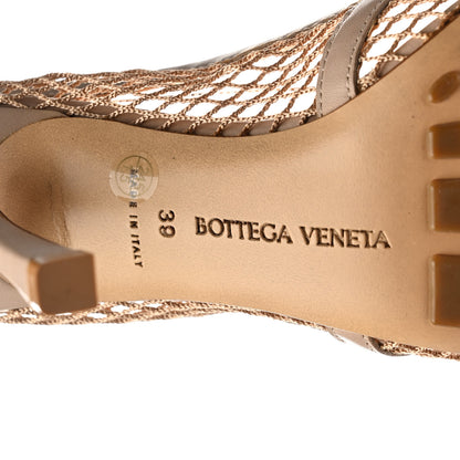 Bottega Veneta Mesh Calfskin Stretch Chain Strap 90mm Pumps 39 Beige Pony 7 of 10