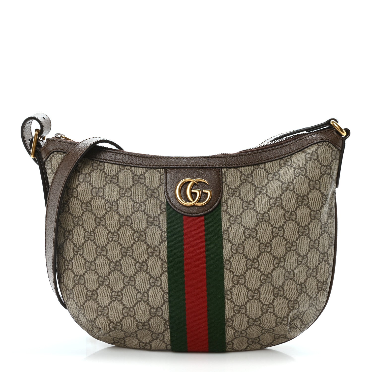 Gucci GG Supreme Monogram Web Small Ophidia Half Moon Hobo Brown 1 of 10