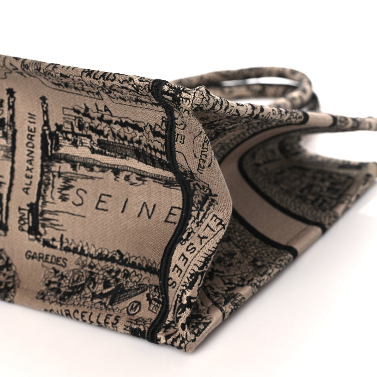 Canvas Embroidered Medium Plan De Paris Book Tote Beige Multi
