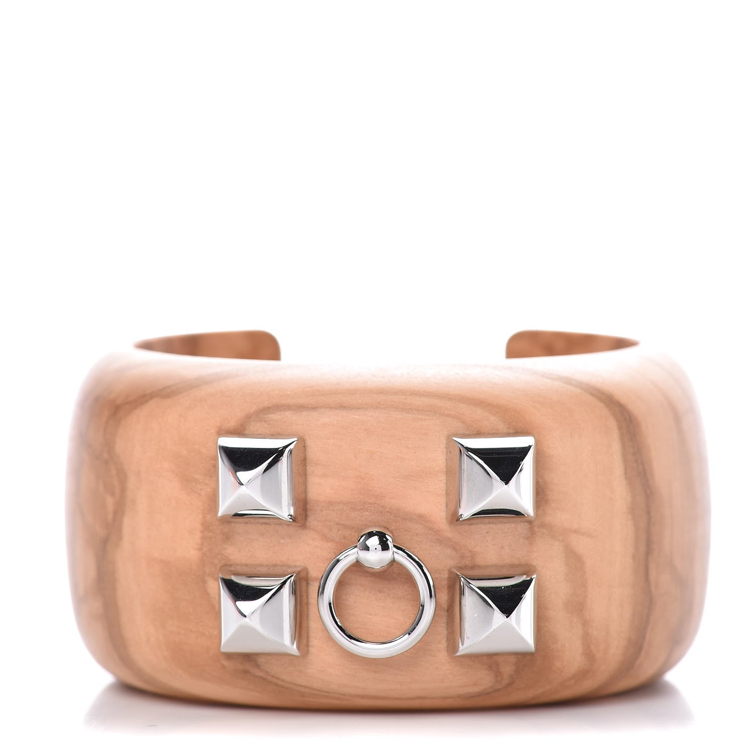 Hermes Olive Wood Medor Cuff Bracelet S 1 of 5