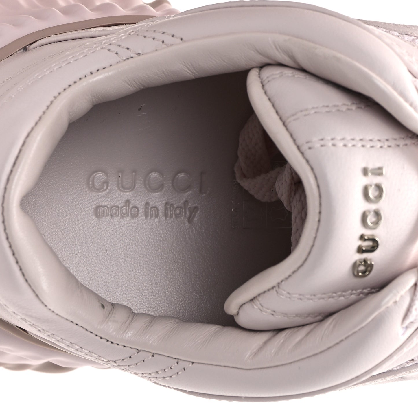 Calfskin Interlocking G Ripple Womens Platform Sneakers 39 Light Pink