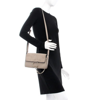 Chloe Suede Calfskin Small Faye Shoulder Bag Motty Grey 2 of 7