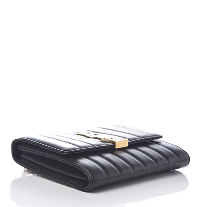 Saint Laurent Lambskin Matelasse Monogram Vicky Chain Wallet Black 4 of 9