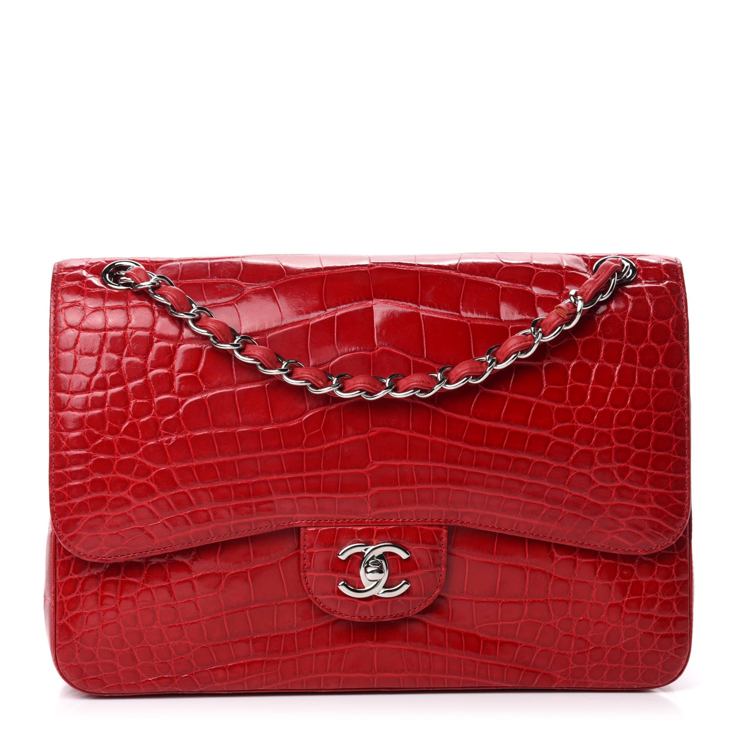 Chanel Alligator Jumbo Double Flap Red 1 of 19
