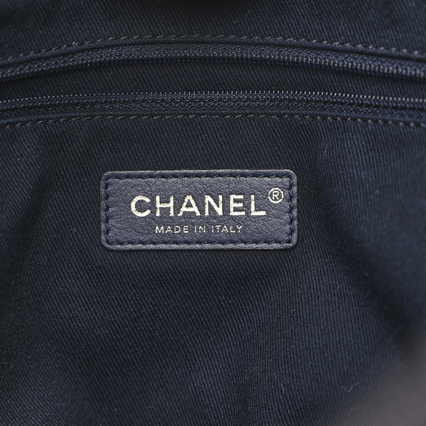 Lurex Canvas Small Deauville Tote Navy Blue Gold