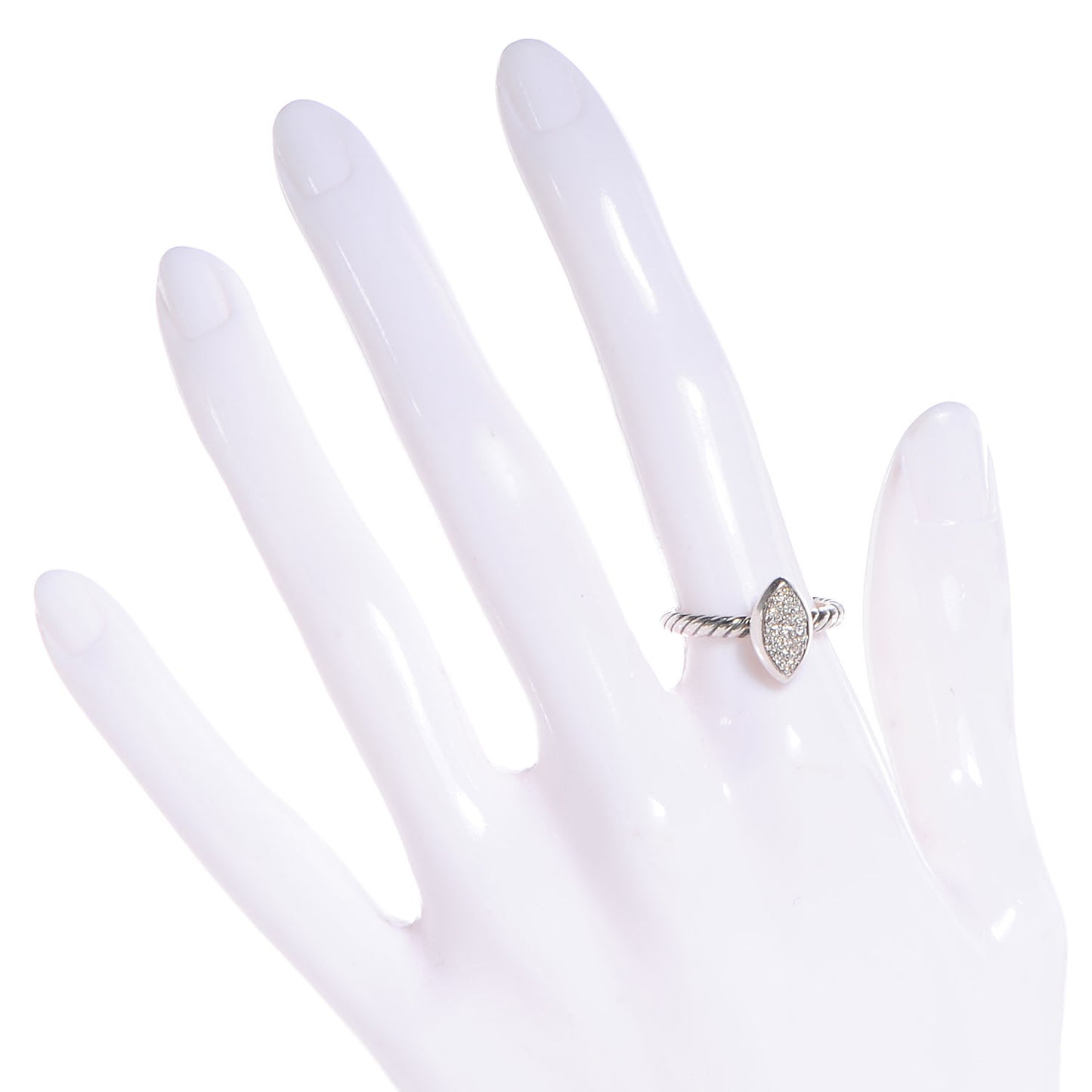 Sterling Silver Diamond Marquise Ring 53 6.5
