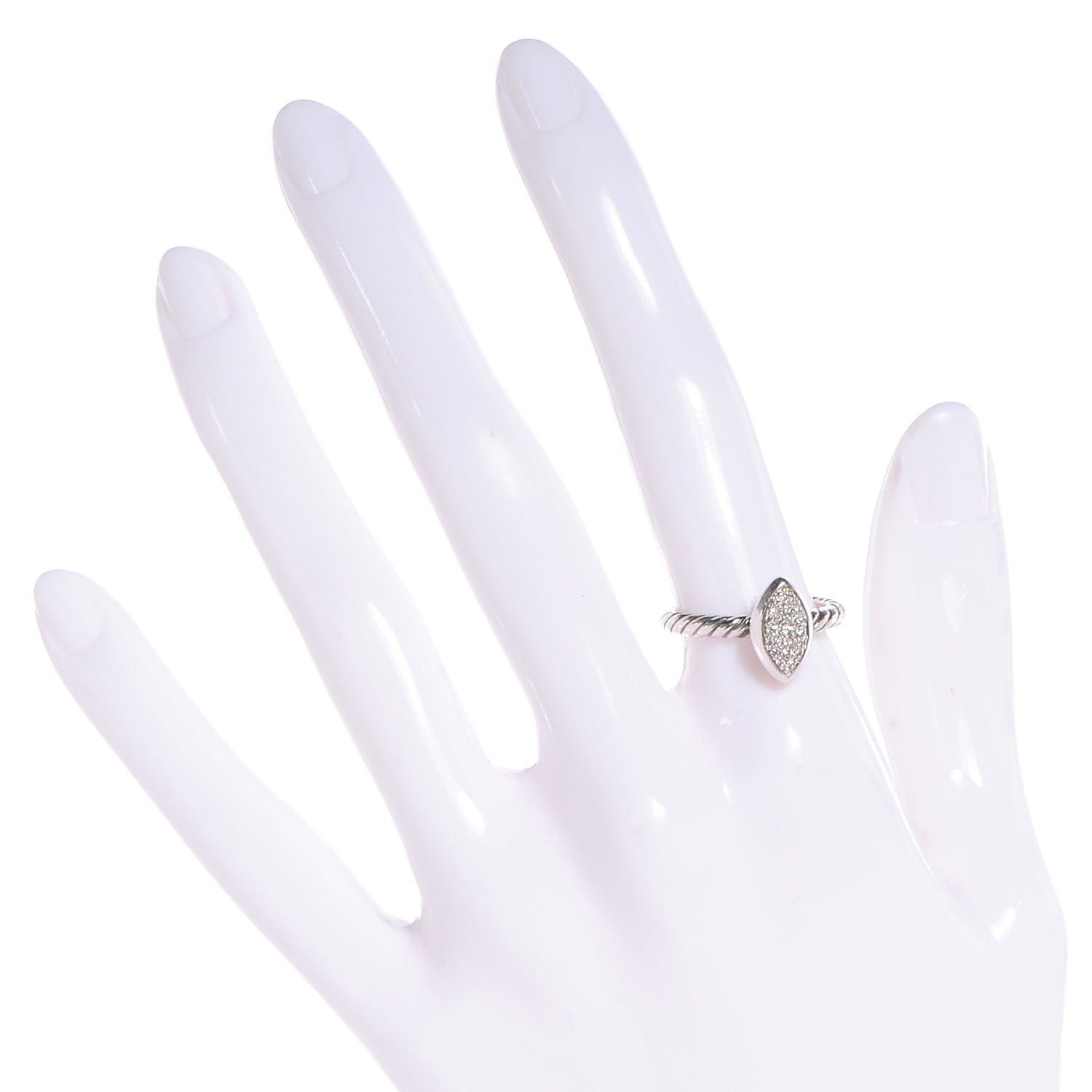 David Yurman Sterling Silver Diamond Marquise Ring 53 6.5 2 of 4