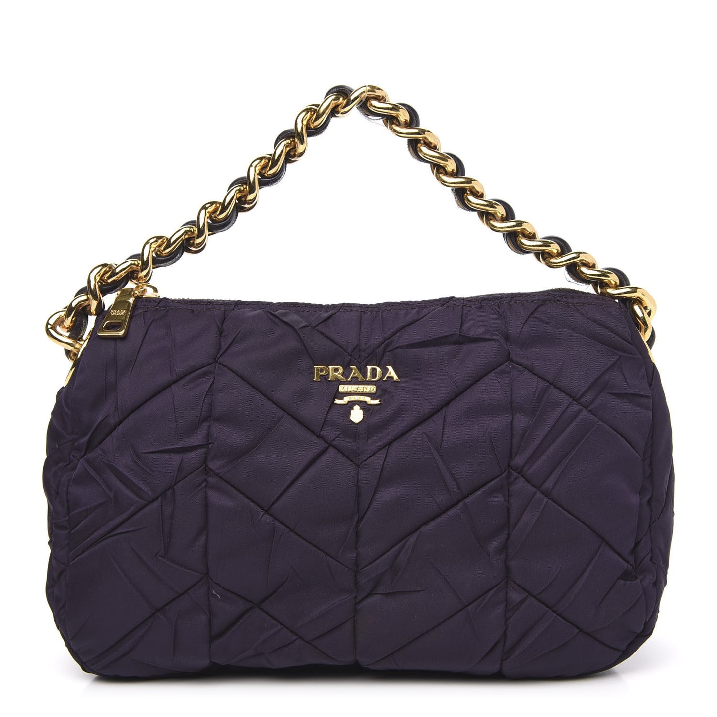 Tessuto Nylon Chevron Quilted Shoulder Bag Plum