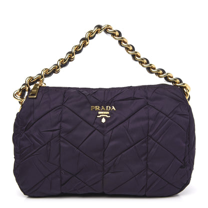 Prada Tessuto Nylon Chevron Quilted Shoulder Bag Plum 1 of 11