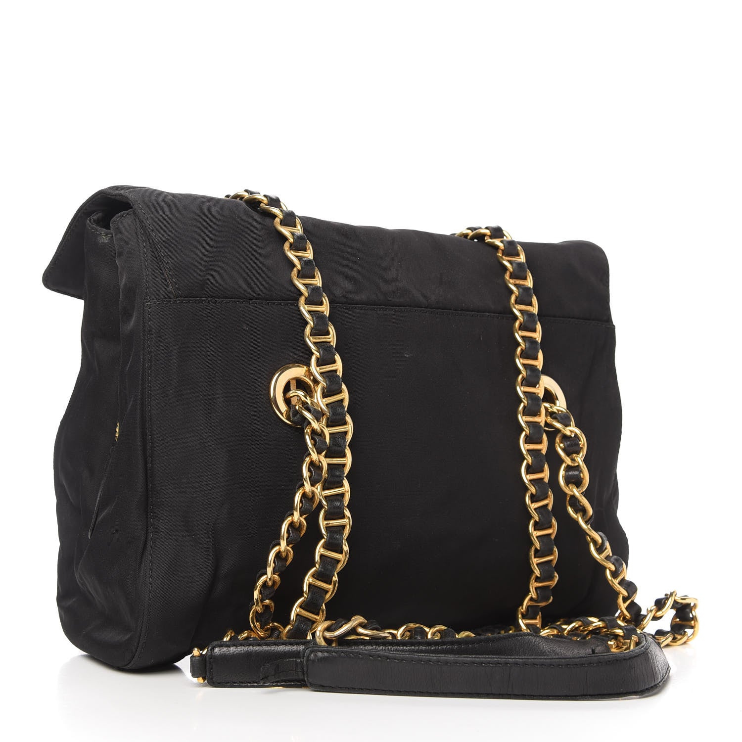 Prada Tessuto Nylon Chain Shoulder Bag Black 3 of 12