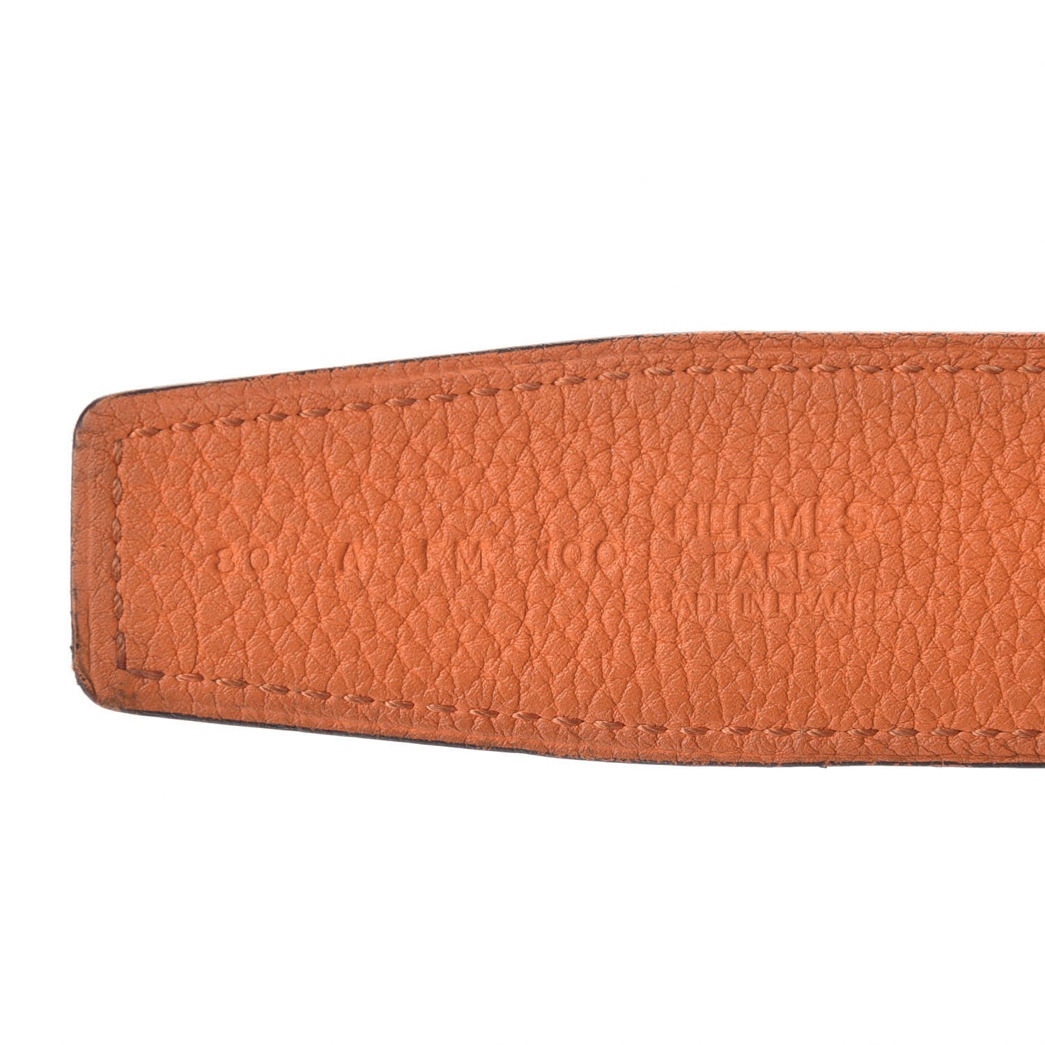 Hermes Box Togo 32mm H Belt 80 Black Orange 6 of 9