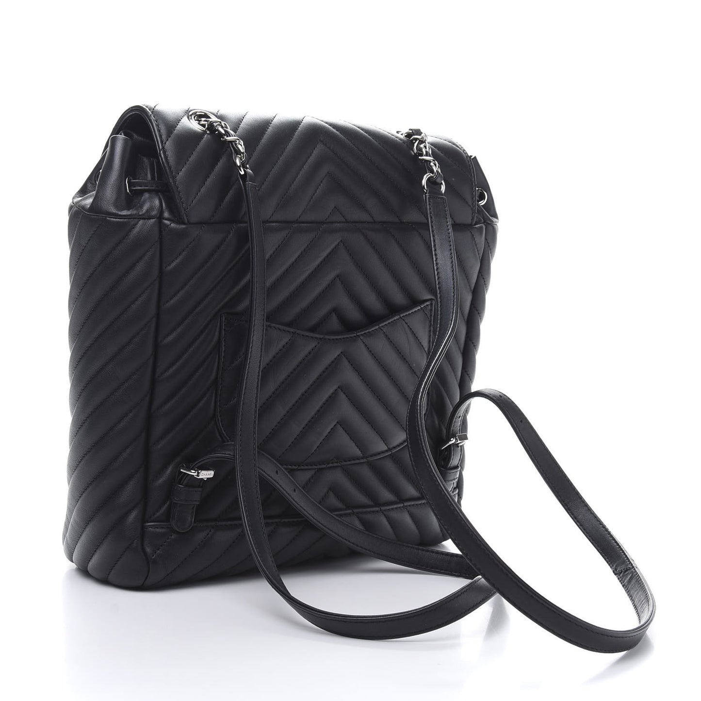 Calfskin Chevron Quilted Large Urban Spirit Backpack Black