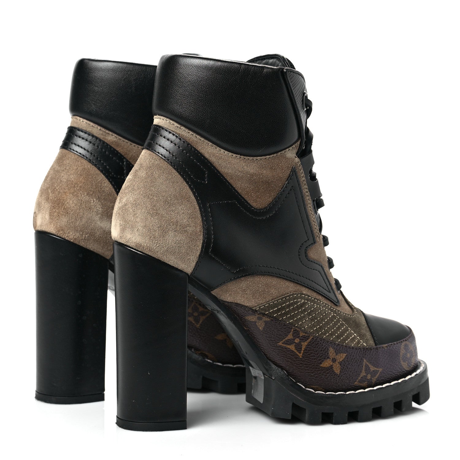 Louis Vuitton Suede Calfskin Monogram Star Trail Ankle Boots 38 Khaki 4 of 9