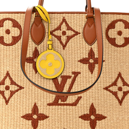 Louis Vuitton Raffia Calfskin Monogram Giant Onthego GM Tan 7 of 9