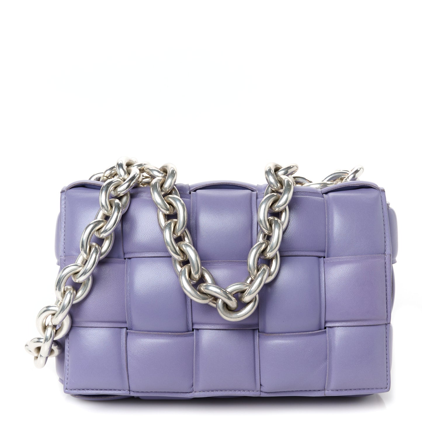 Lambskin Maxi Intreccio Padded Chain Cassette Crossbody Bag Lavender
