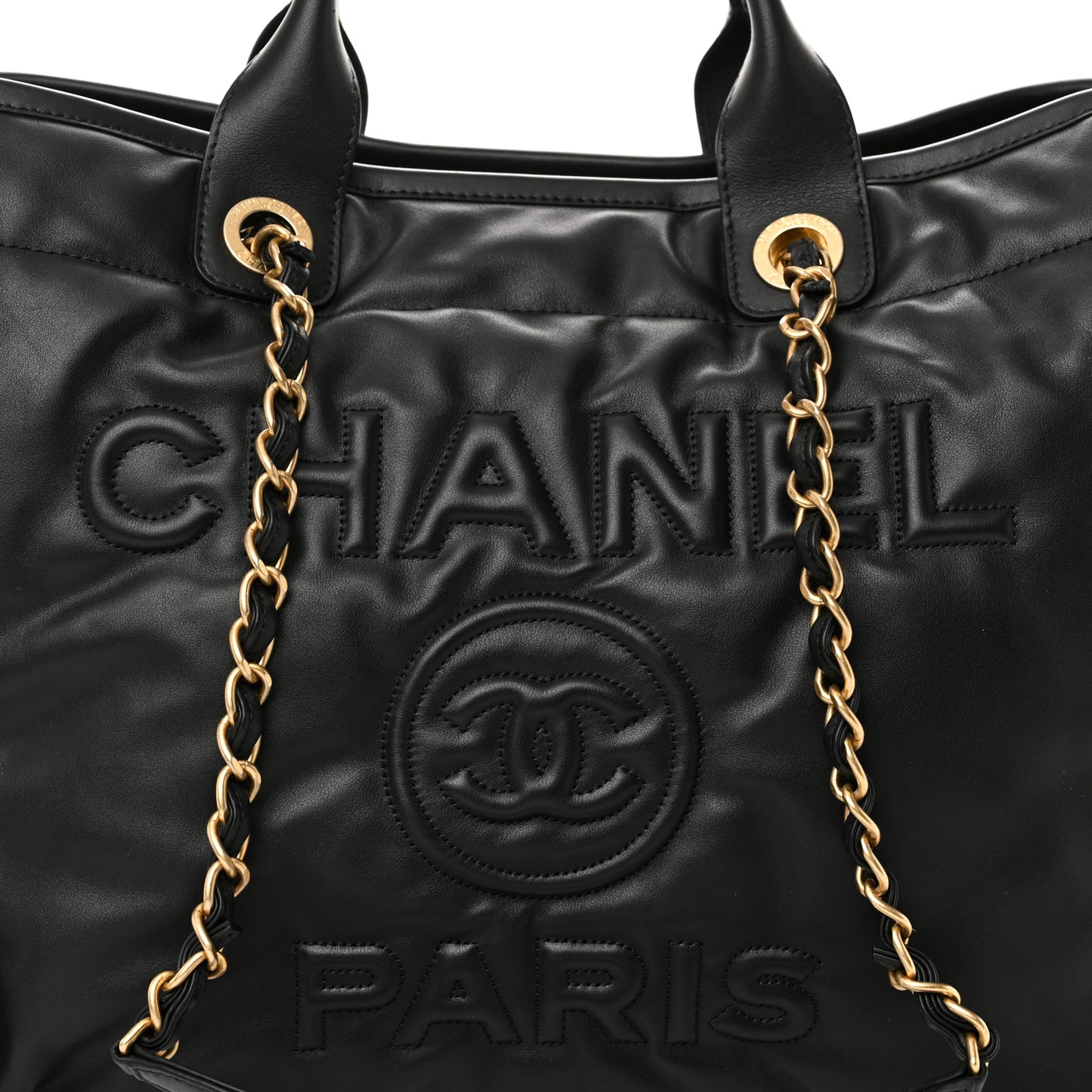 Calfskin Medium Deauville Tote Black